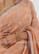 Peach Gota Patti Shimmer Silk Saree With Contrast Blouse